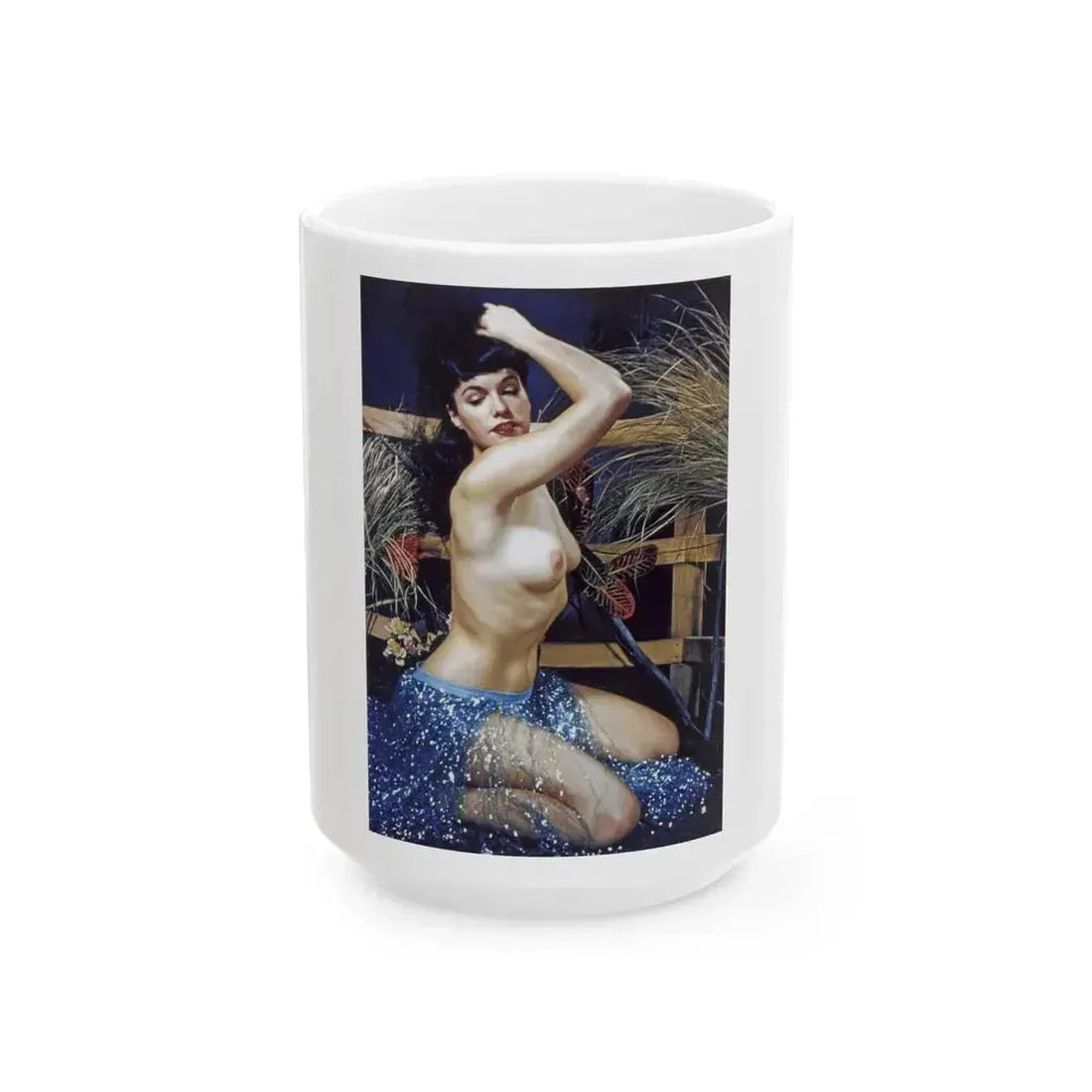 Bettie Page #859 (Vintage Female Icon) White Coffee Mug 15oz - Go Mug Yourself