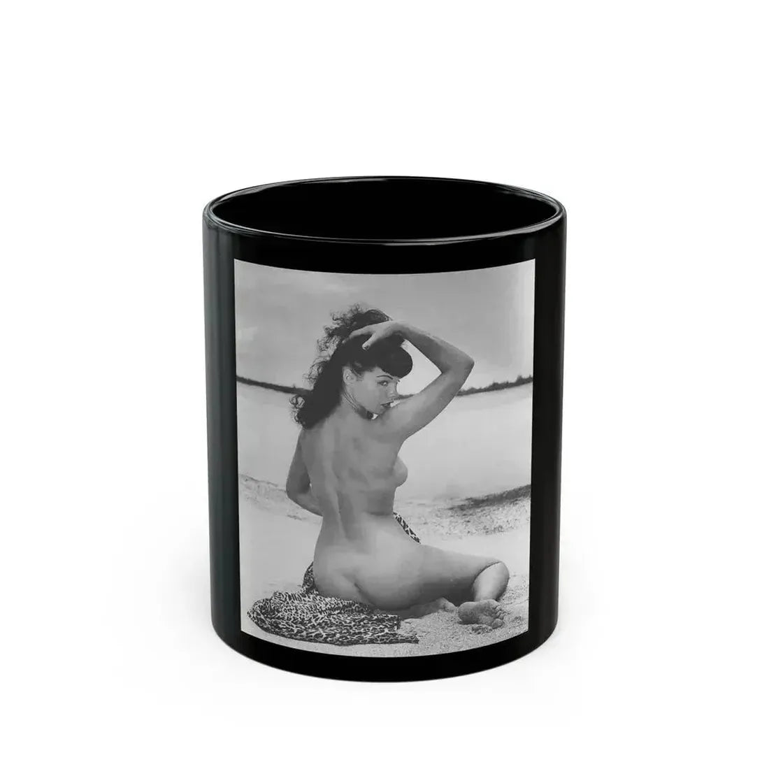 Bettie Page #860 (Vintage Female Icon) Black Coffee Mug 11oz - Go Mug Yourself