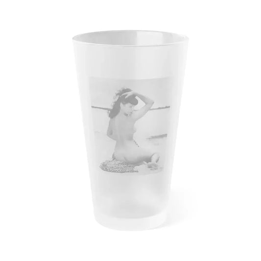 Bettie Page #860 (Vintage Female Icon) Frosted Pint Glass 16oz 16oz Frosted - Go Mug Yourself