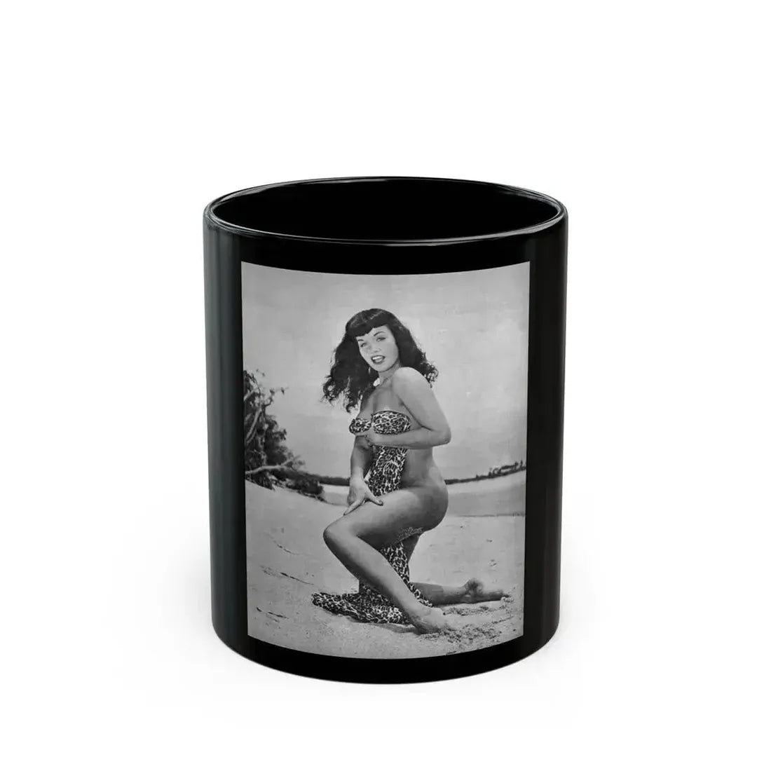 Bettie Page #861 (Vintage Female Icon) Black Coffee Mug 11oz - Go Mug Yourself