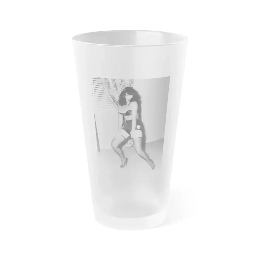 Bettie Page #862 (Vintage Female Icon) Frosted Pint Glass 16oz 16oz Frosted - Go Mug Yourself