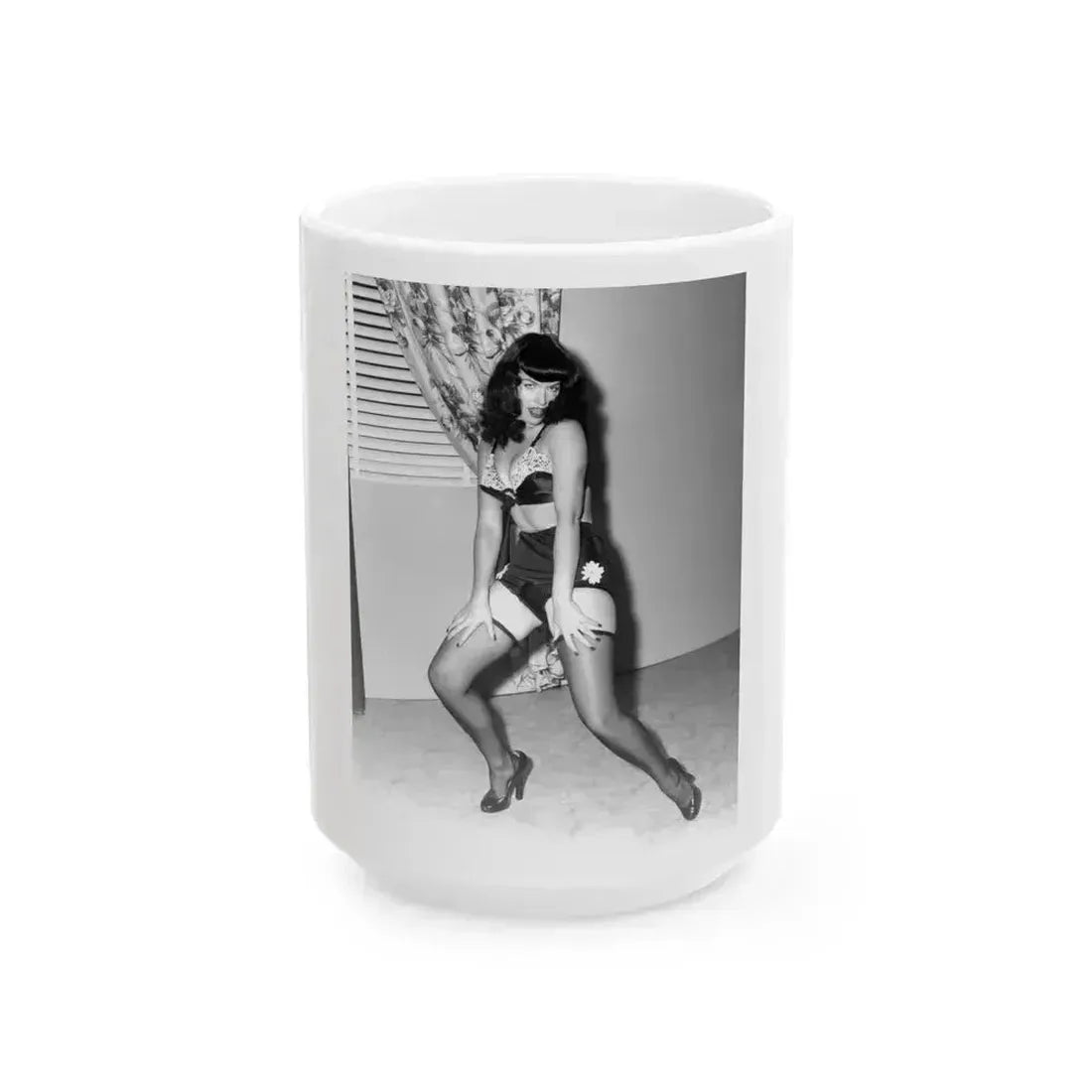 Bettie Page #862 (Vintage Female Icon) White Coffee Mug 15oz - Go Mug Yourself