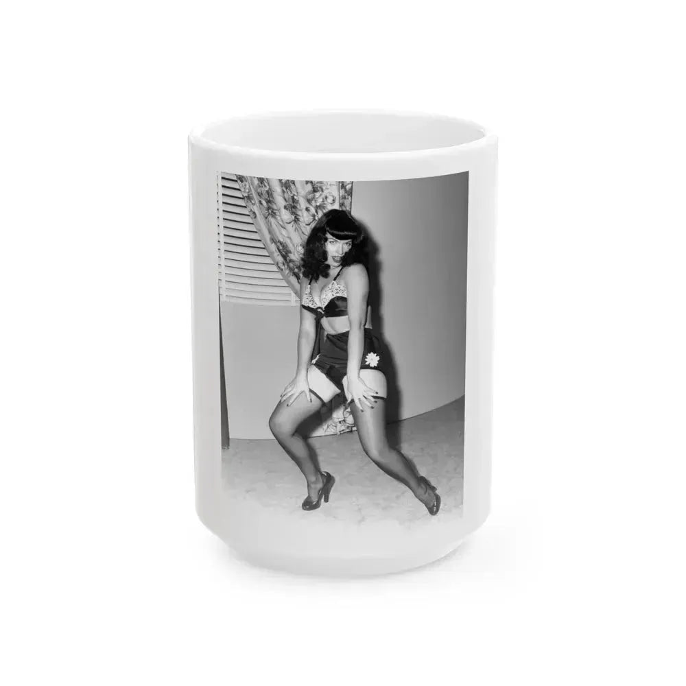 Bettie Page #862 (Vintage Female Icon) White Coffee Mug - Go Mug Yourself