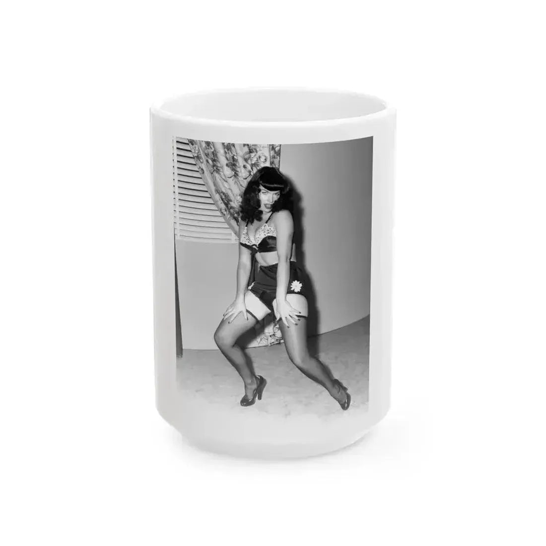 Bettie Page #862 (Vintage Female Icon) White Coffee Mug - Go Mug Yourself