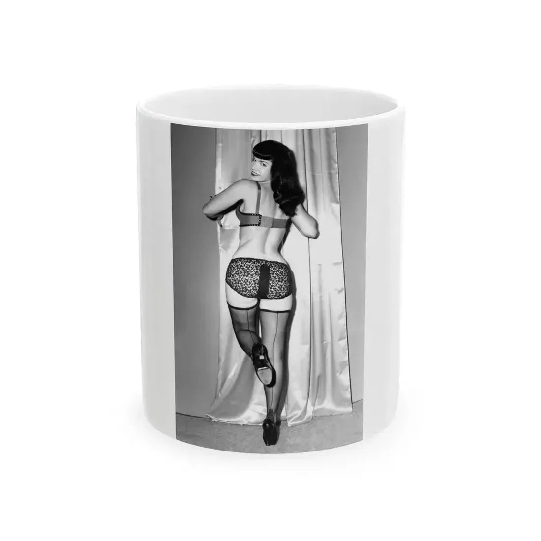 Bettie Page #863 (Vintage Female Icon) White Coffee Mug 11oz - Go Mug Yourself