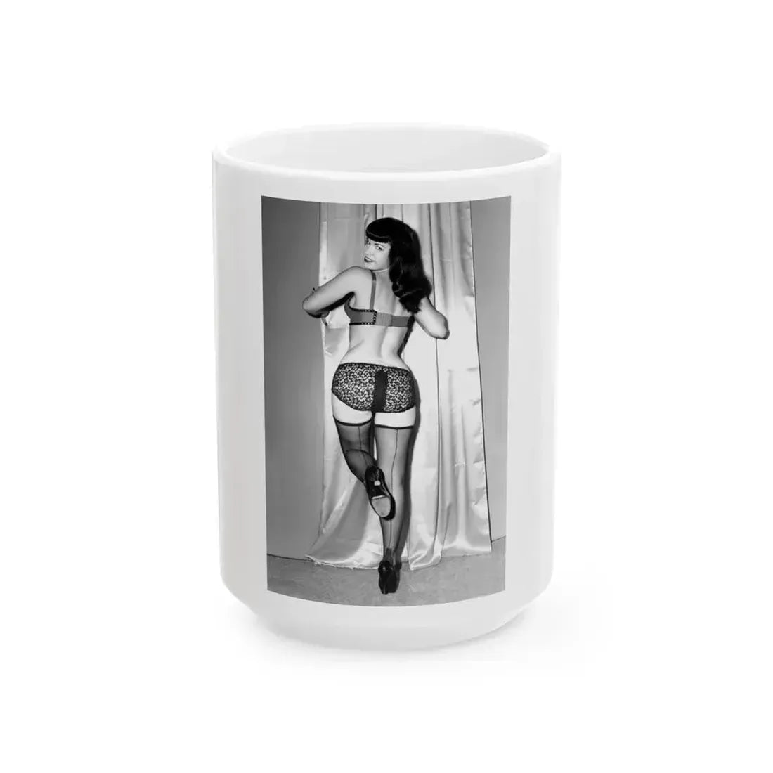 Bettie Page #863 (Vintage Female Icon) White Coffee Mug 15oz - Go Mug Yourself