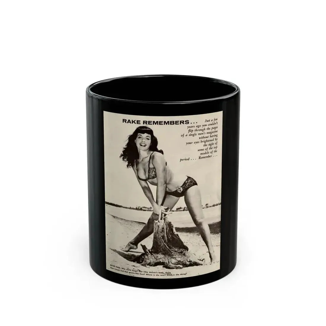 Bettie Page #864 (Vintage Female Icon) Black Coffee Mug 11oz - Go Mug Yourself
