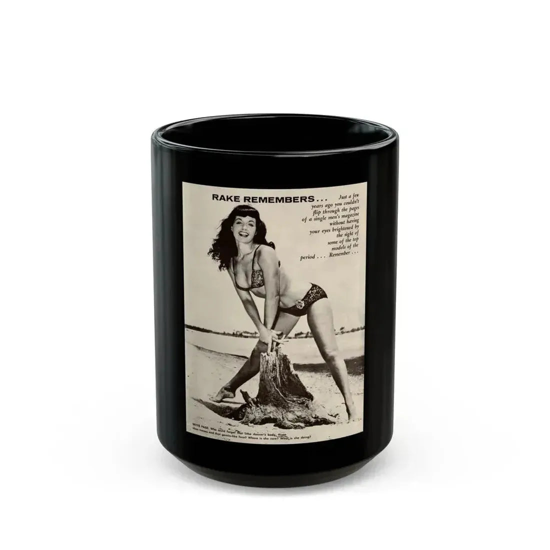 Bettie Page #864 (Vintage Female Icon) Black Coffee Mug 15oz - Go Mug Yourself