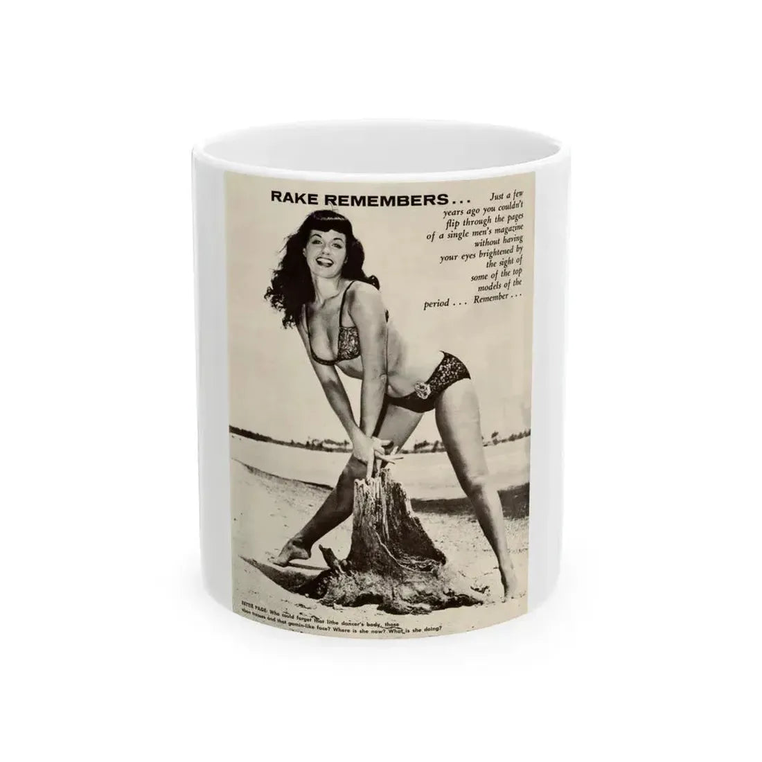 Bettie Page #864 (Vintage Female Icon) White Coffee Mug 11oz - Go Mug Yourself