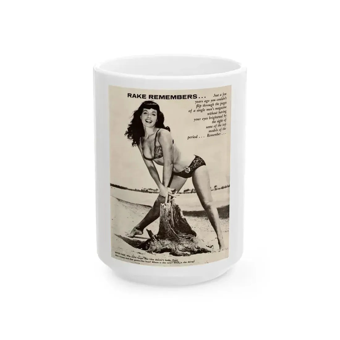 Bettie Page #864 (Vintage Female Icon) White Coffee Mug 15oz - Go Mug Yourself