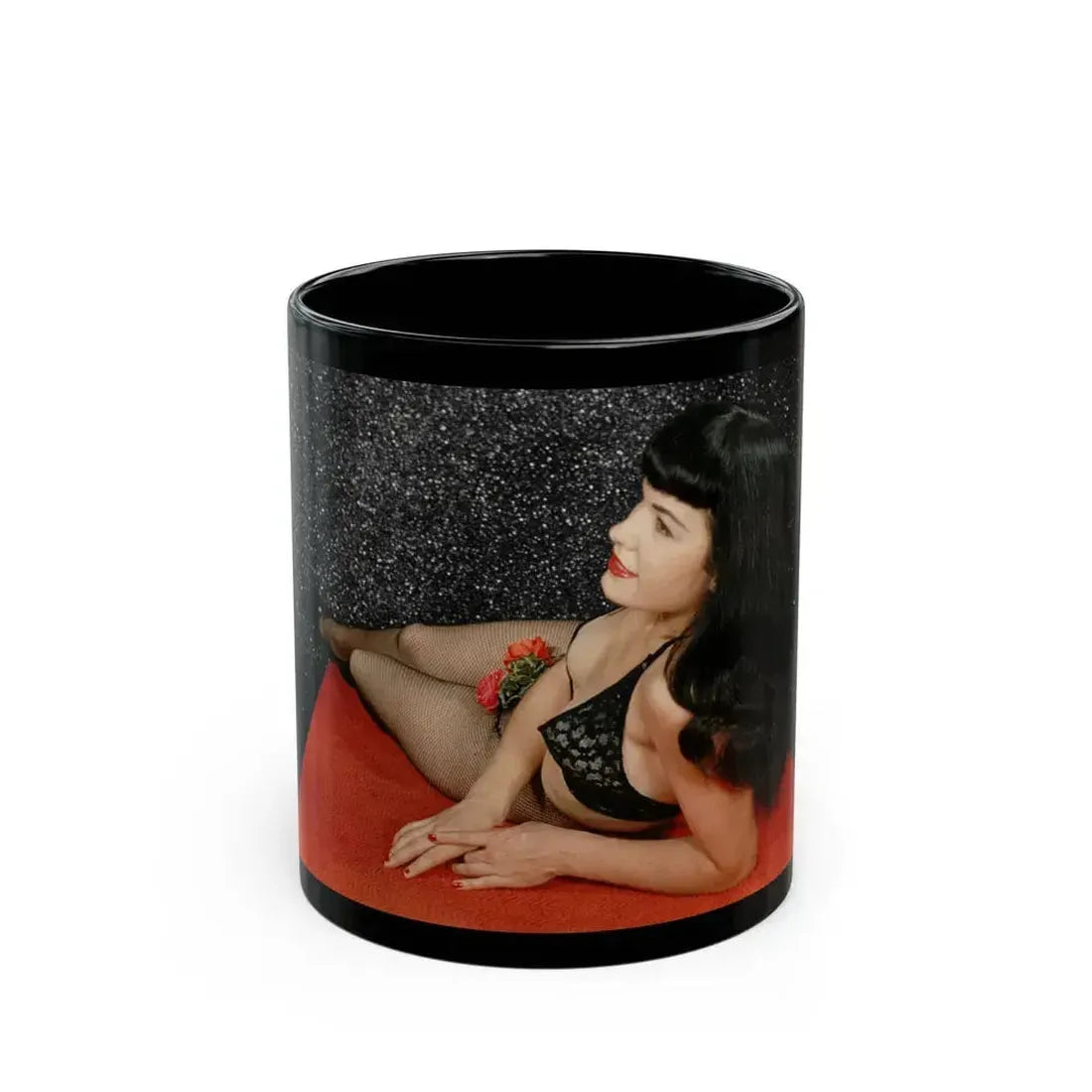 Bettie Page #88 (Vintage Female Icon) Black Coffee Mug 11oz - Go Mug Yourself