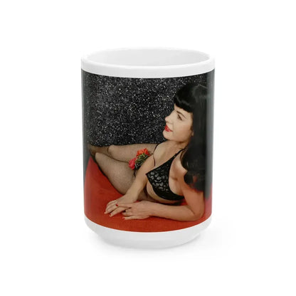 Bettie Page #88 (Vintage Female Icon) White Coffee Mug 15oz - Go Mug Yourself