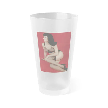 Bettie Page #89 (Vintage Female Icon) Frosted Pint Glass 16oz 16oz Frosted - Go Mug Yourself