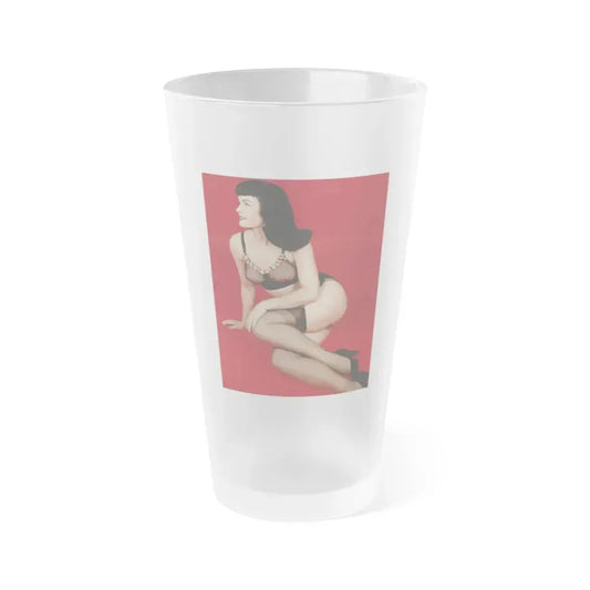 Bettie Page #89 (Vintage Female Icon) Frosted Pint Glass 16oz 16oz Frosted - Go Mug Yourself