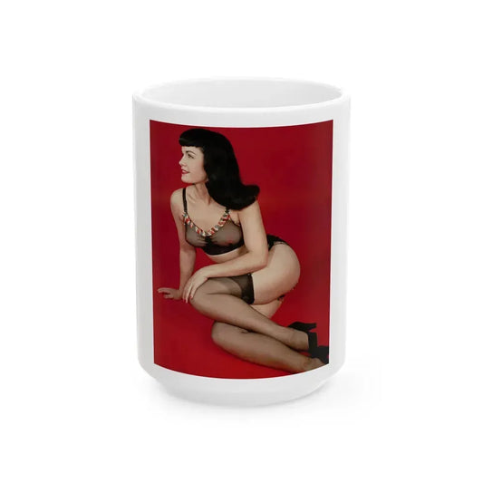 Bettie Page #89 (Vintage Female Icon) White Coffee Mug 15oz - Go Mug Yourself