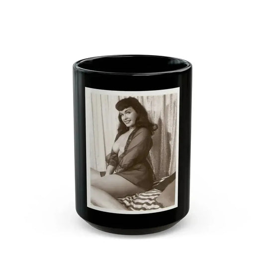 Bettie Page #890 (Vintage Female Icon) Black Coffee Mug 15oz - Go Mug Yourself