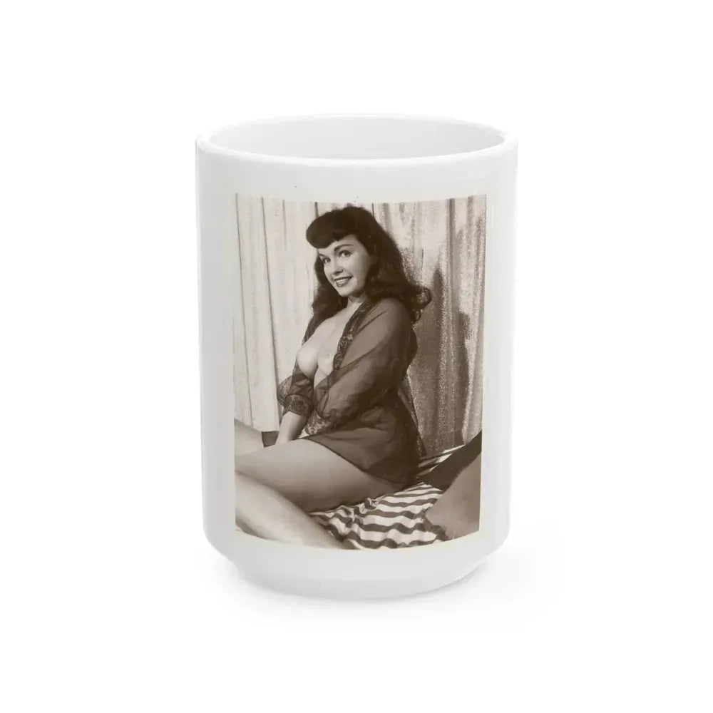 Bettie Page #890 (Vintage Female Icon) White Coffee Mug 15oz - Go Mug Yourself