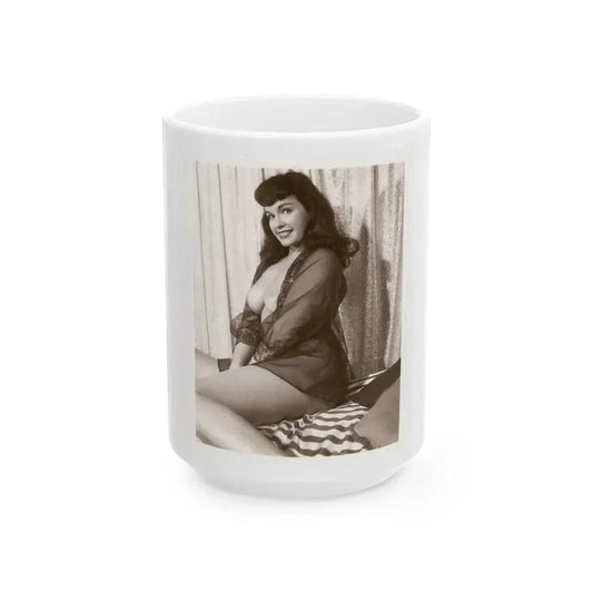Bettie Page #890 (Vintage Female Icon) White Coffee Mug 15oz - Go Mug Yourself