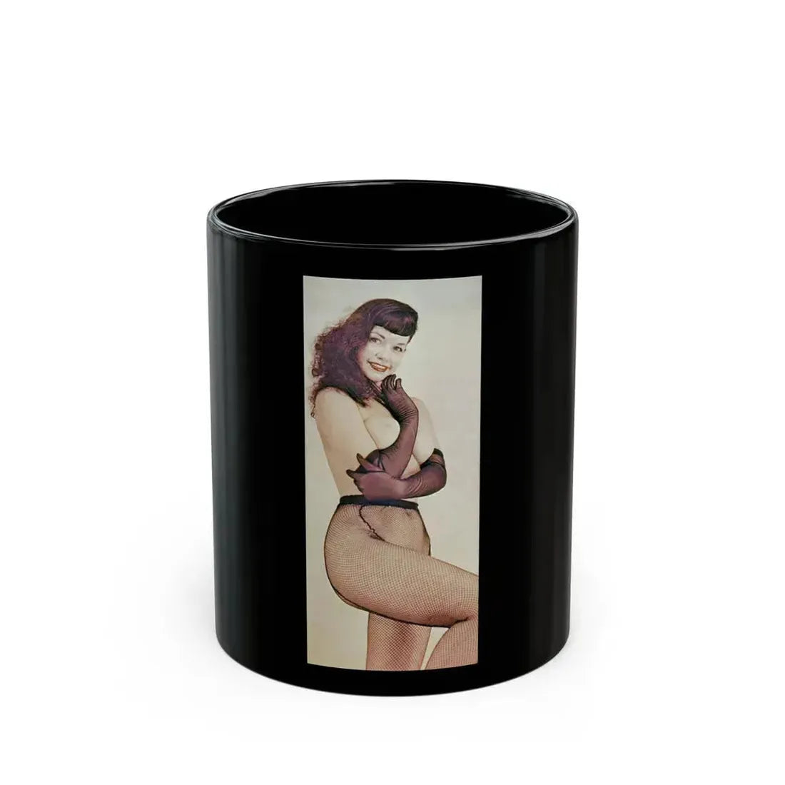 Bettie Page #893 (Vintage Female Icon) Black Coffee Mug 11oz - Go Mug Yourself