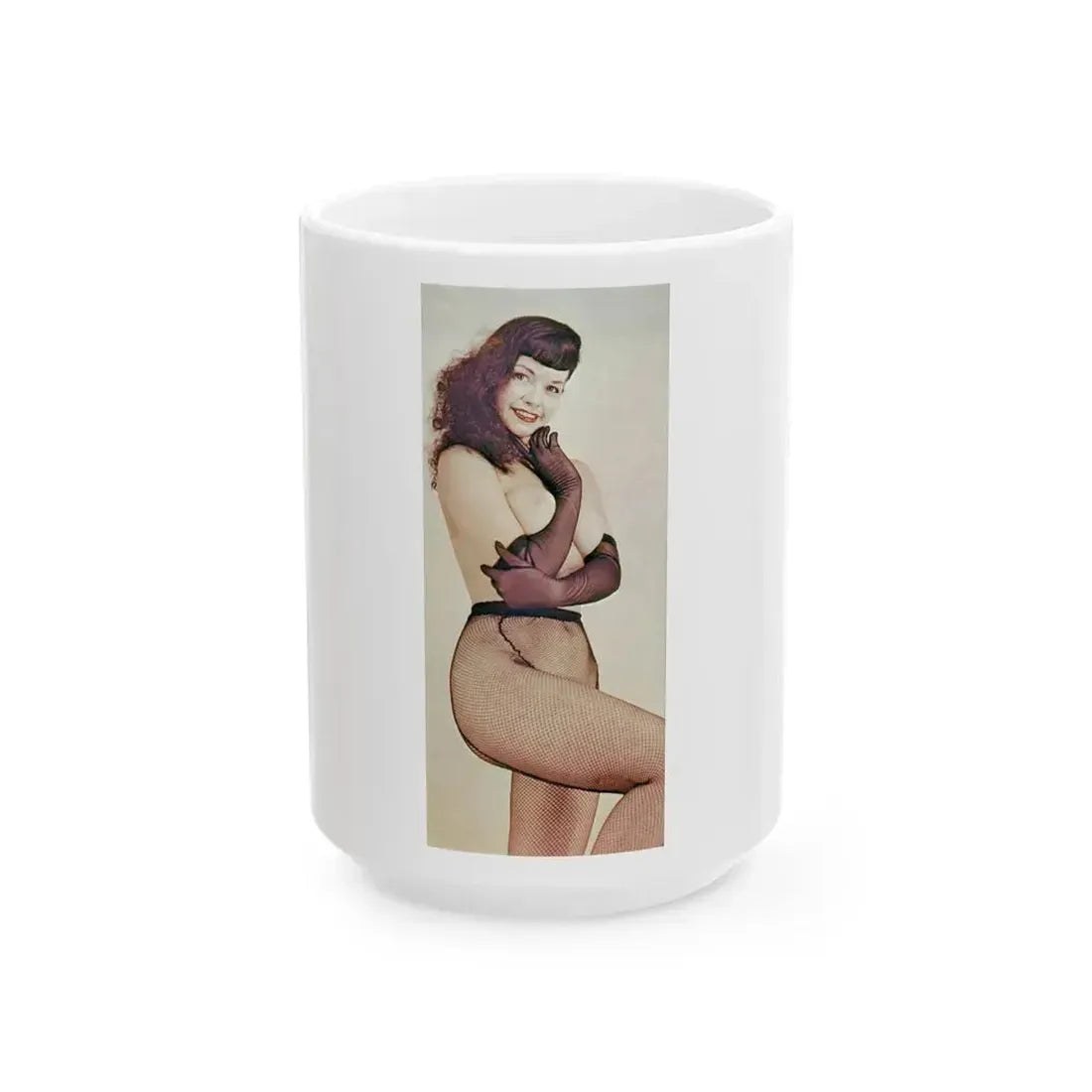 Bettie Page #893 (Vintage Female Icon) White Coffee Mug 15oz - Go Mug Yourself
