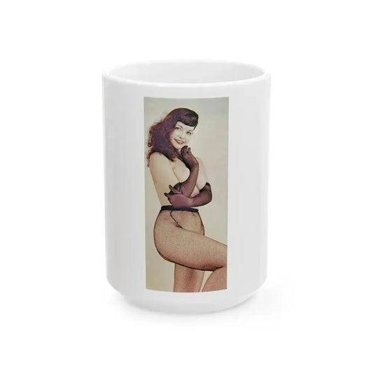 Bettie Page #893 (Vintage Female Icon) White Coffee Mug 15oz - Go Mug Yourself