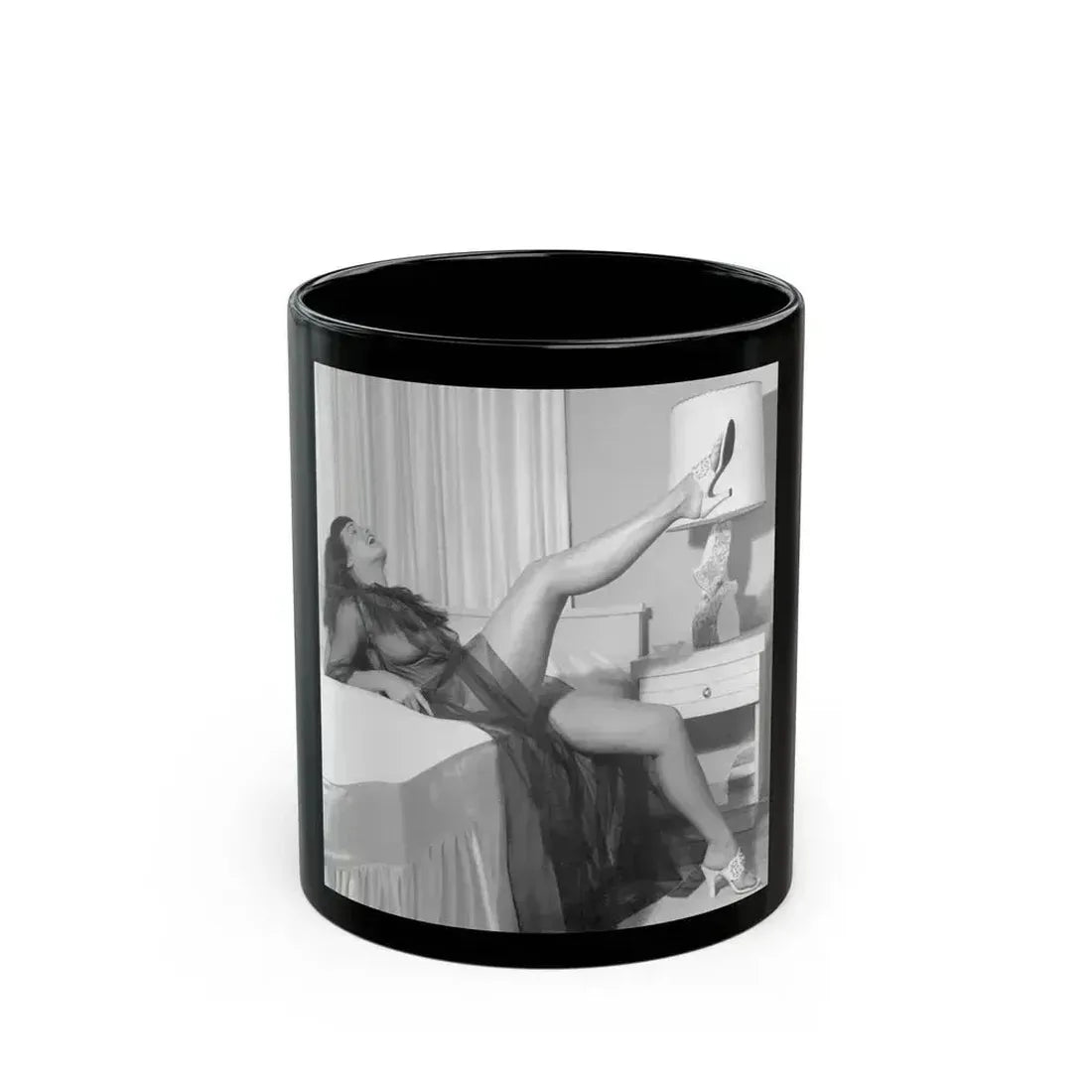 Bettie Page #902 (Vintage Female Icon) Black Coffee Mug 11oz - Go Mug Yourself