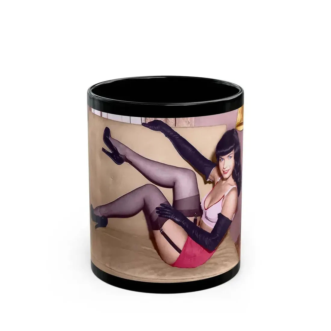 Bettie Page #91 (Vintage Female Icon) Black Coffee Mug 11oz - Go Mug Yourself