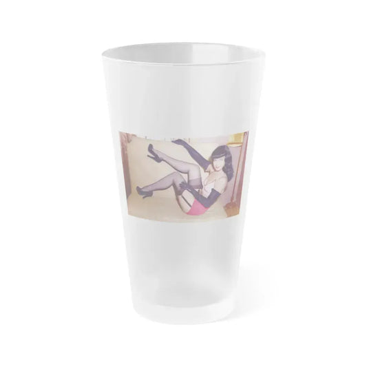 Bettie Page #91 (Vintage Female Icon) Frosted Pint Glass 16oz 16oz Frosted - Go Mug Yourself