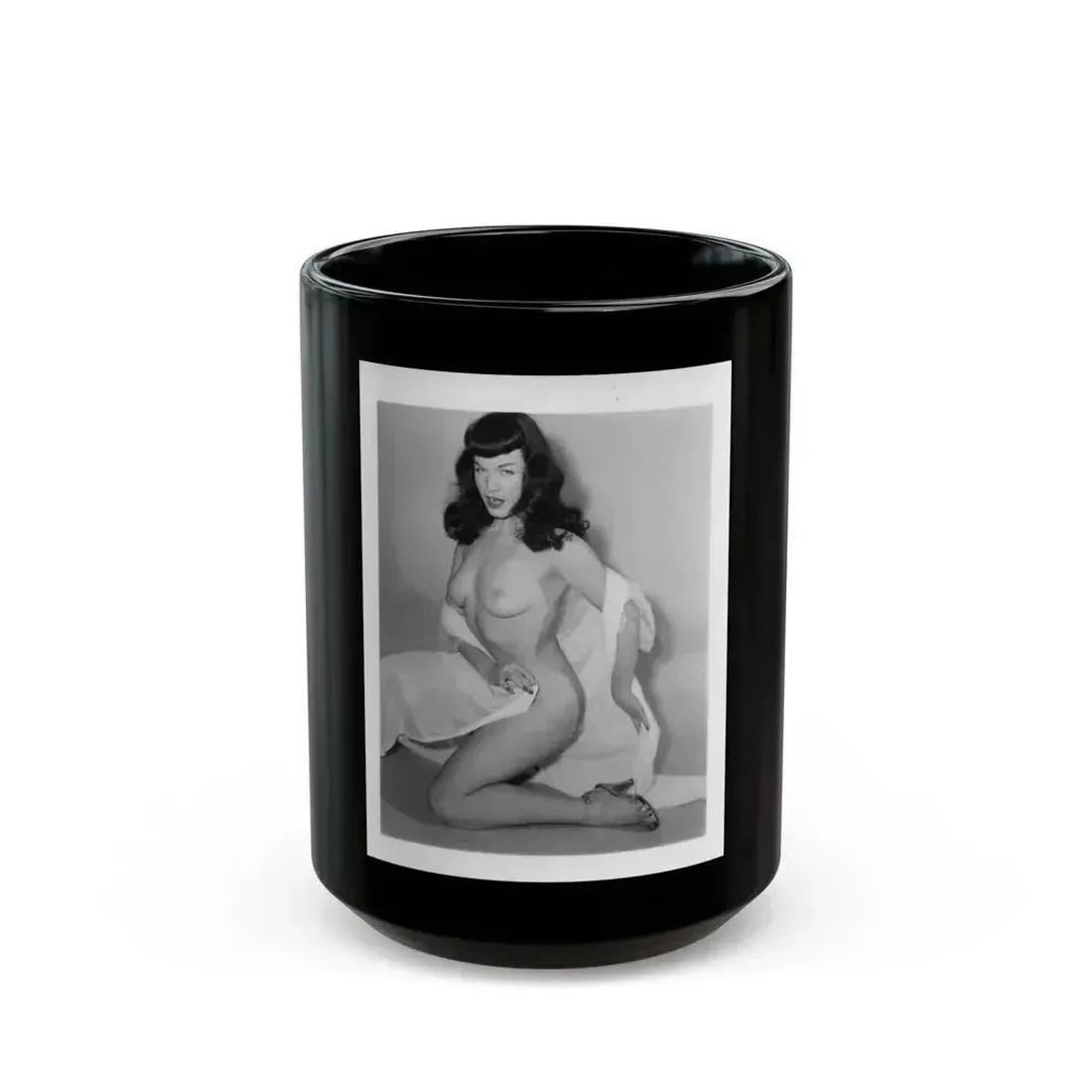 Bettie Page #911 (Vintage Female Icon) Black Coffee Mug 15oz - Go Mug Yourself