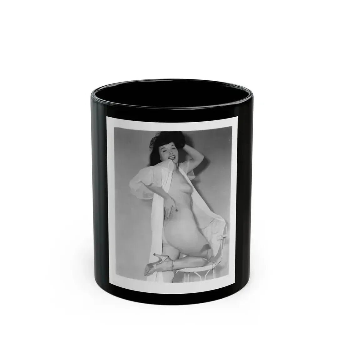 Bettie Page #912 (Vintage Female Icon) Black Coffee Mug 11oz - Go Mug Yourself