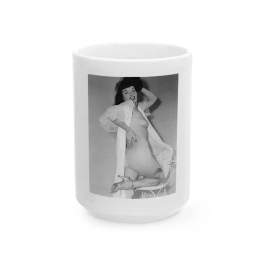 Bettie Page #912 (Vintage Female Icon) White Coffee Mug 15oz - Go Mug Yourself