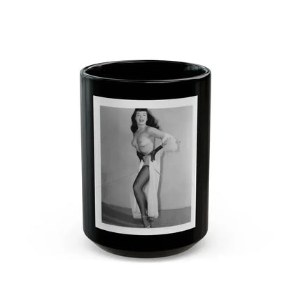 Bettie Page #913 (Vintage Female Icon) Black Coffee Mug 15oz - Go Mug Yourself