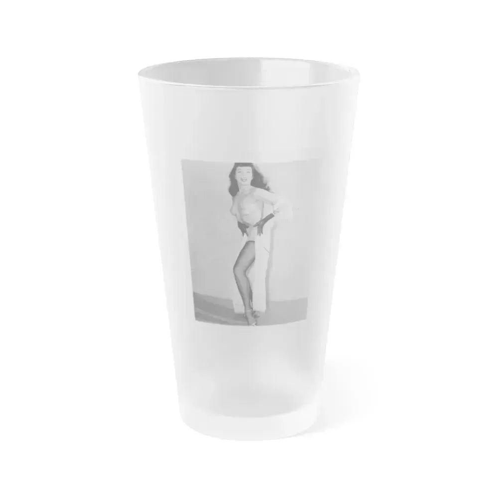 Bettie Page #913 (Vintage Female Icon) Frosted Pint Glass 16oz 16oz Frosted - Go Mug Yourself