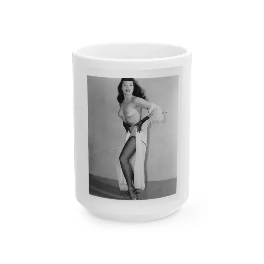 Bettie Page #913 (Vintage Female Icon) White Coffee Mug 15oz - Go Mug Yourself