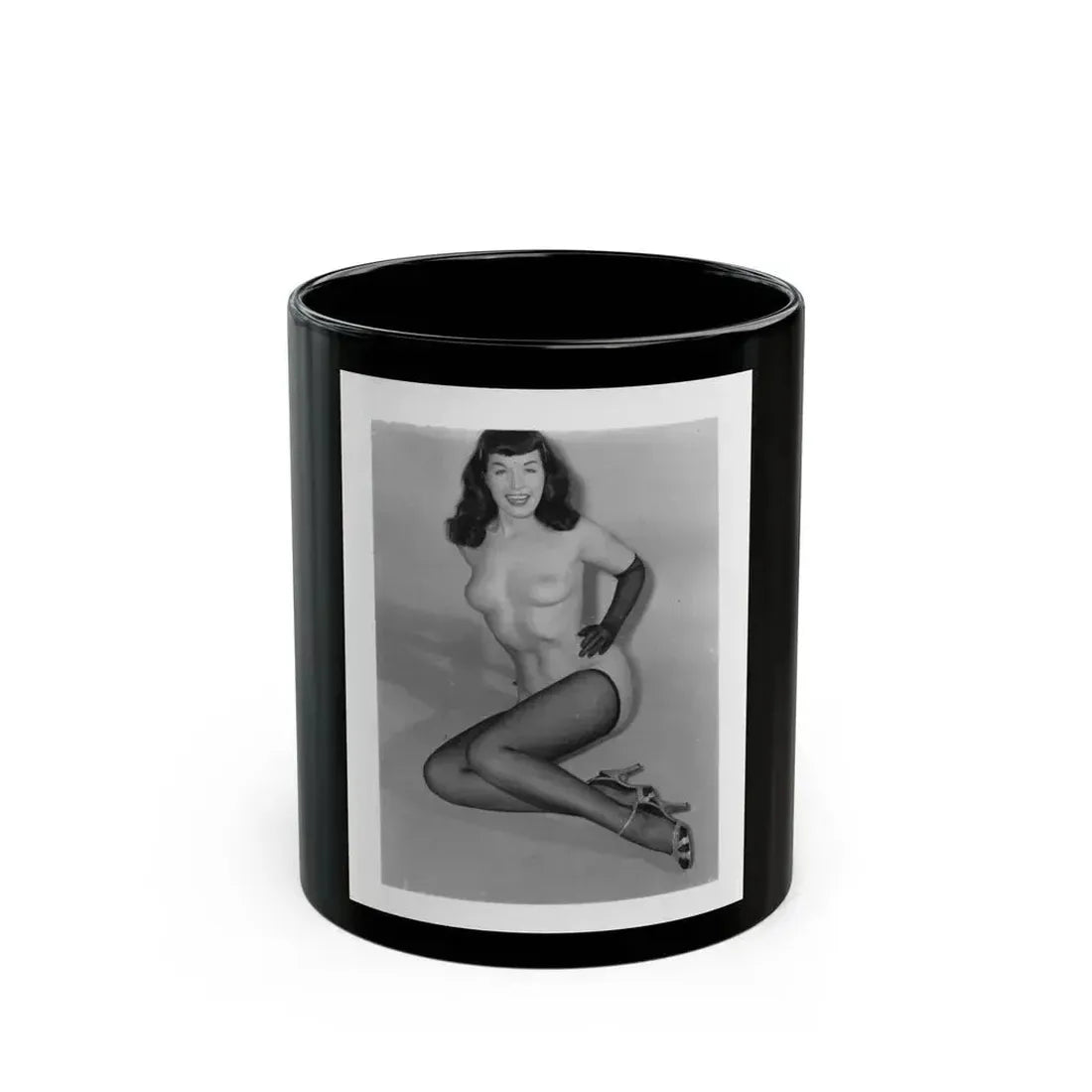Bettie Page #914 (Vintage Female Icon) Black Coffee Mug 11oz - Go Mug Yourself