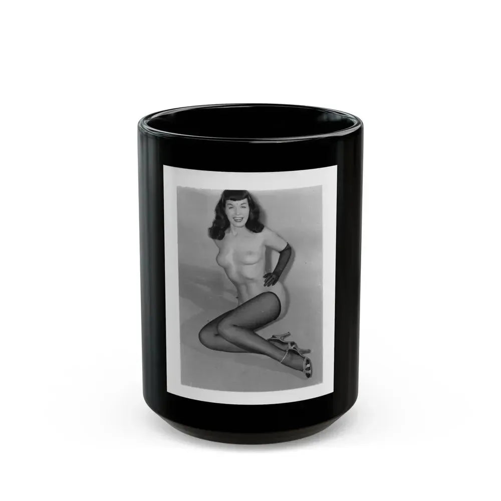 Bettie Page #914 (Vintage Female Icon) Black Coffee Mug 15oz - Go Mug Yourself
