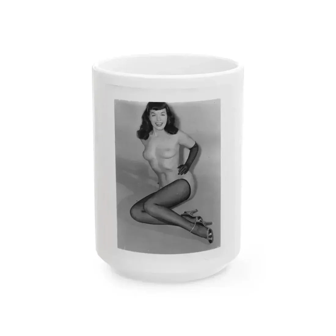 Bettie Page #914 (Vintage Female Icon) White Coffee Mug 15oz - Go Mug Yourself
