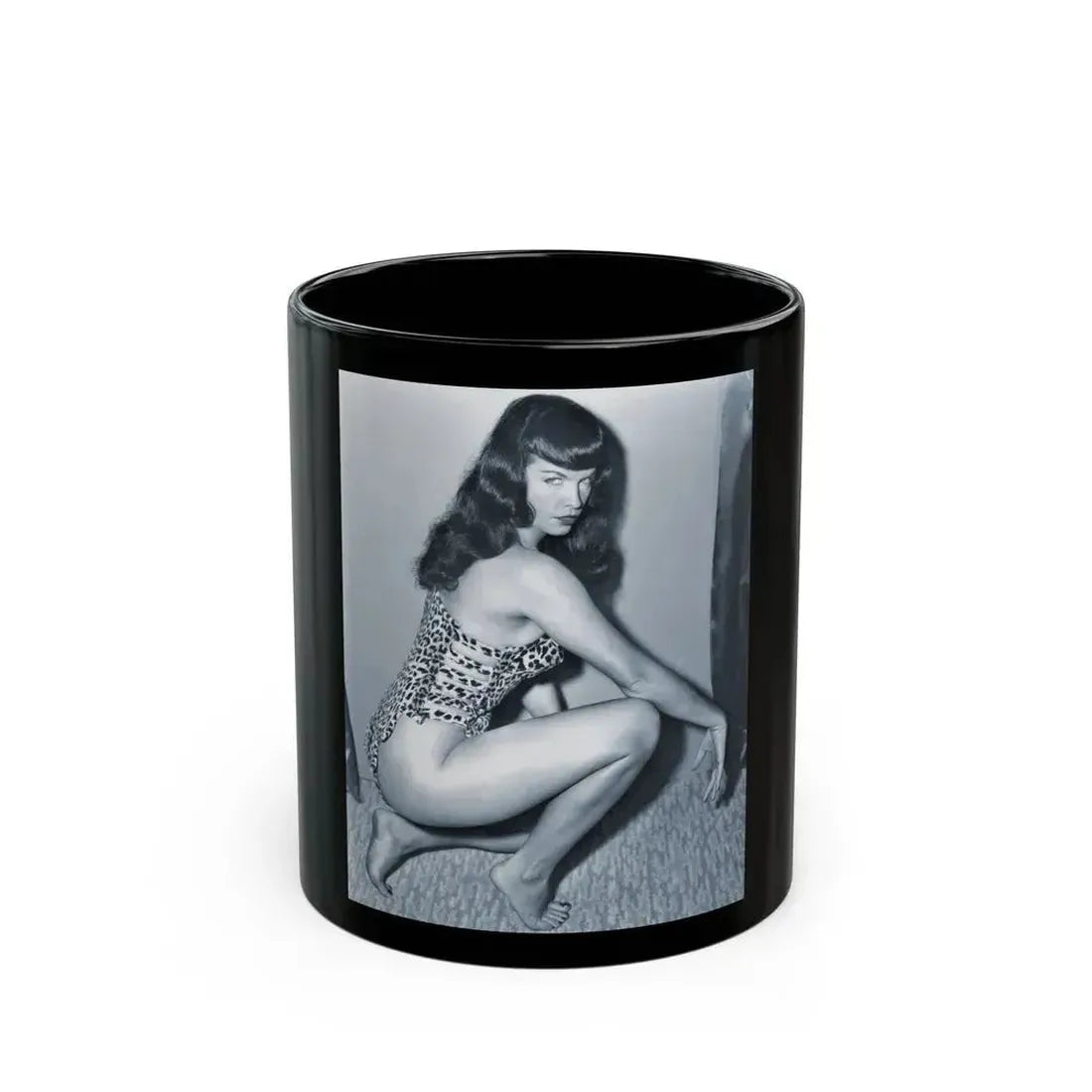 Bettie Page #918 (Vintage Female Icon) Black Coffee Mug 11oz - Go Mug Yourself