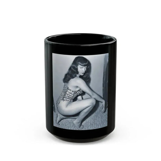 Bettie Page #918 (Vintage Female Icon) Black Coffee Mug 15oz - Go Mug Yourself