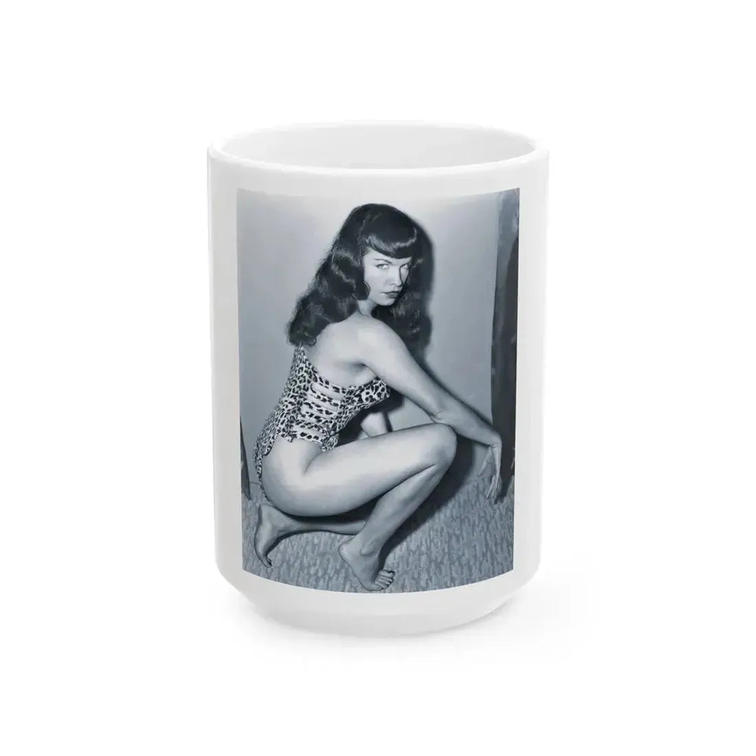 Bettie Page #918 (Vintage Female Icon) White Coffee Mug 15oz - Go Mug Yourself