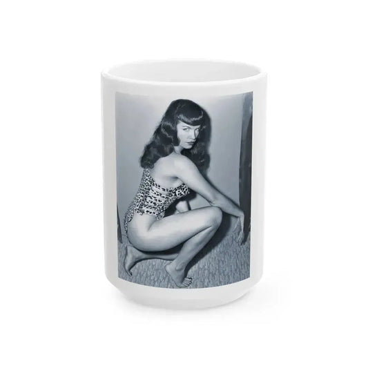 Bettie Page #918 (Vintage Female Icon) White Coffee Mug 15oz - Go Mug Yourself