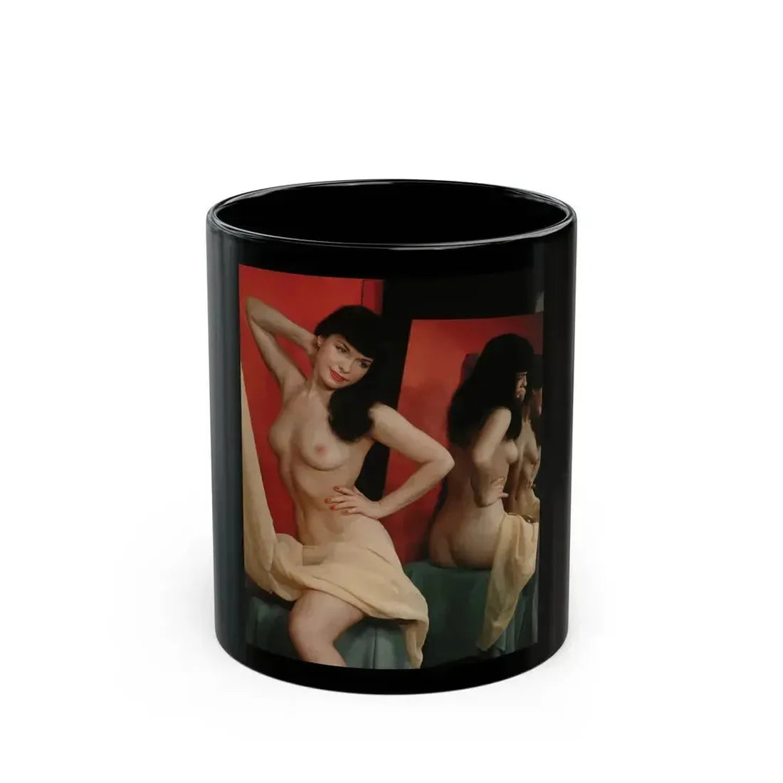 Bettie Page #92 (Vintage Female Icon) Black Coffee Mug 11oz - Go Mug Yourself