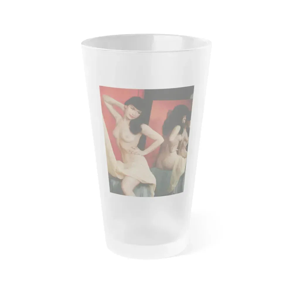 Bettie Page #92 (Vintage Female Icon) Frosted Pint Glass 16oz 16oz Frosted - Go Mug Yourself
