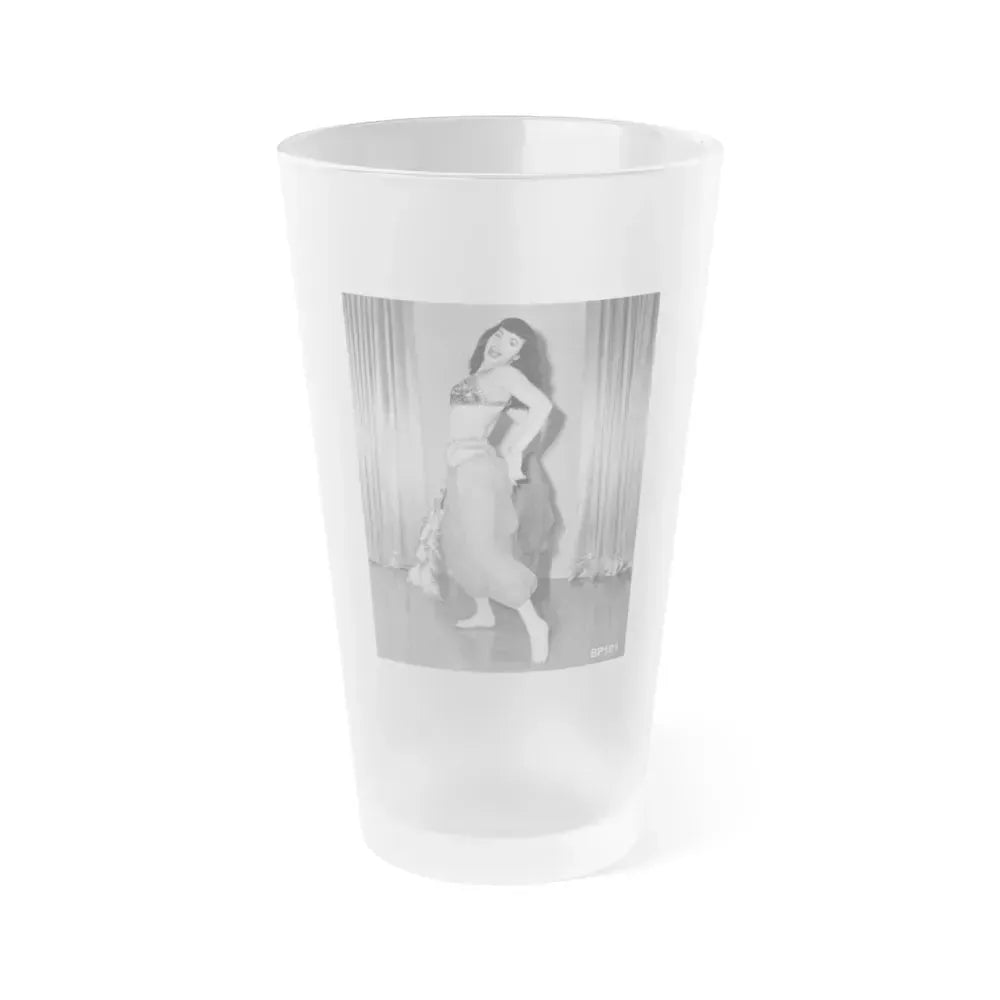 Bettie Page #921 (Vintage Female Icon) Frosted Pint Glass 16oz 16oz Frosted - Go Mug Yourself