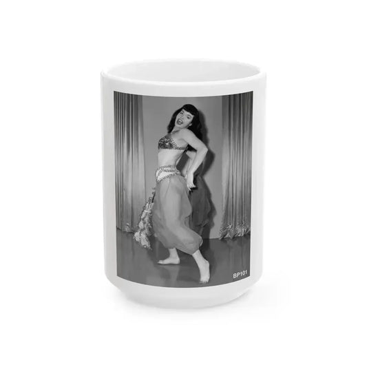 Bettie Page #921 (Vintage Female Icon) White Coffee Mug 15oz - Go Mug Yourself