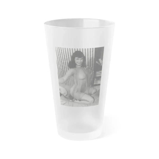 Bettie Page #925 (Vintage Female Icon) Frosted Pint Glass 16oz 16oz Frosted - Go Mug Yourself