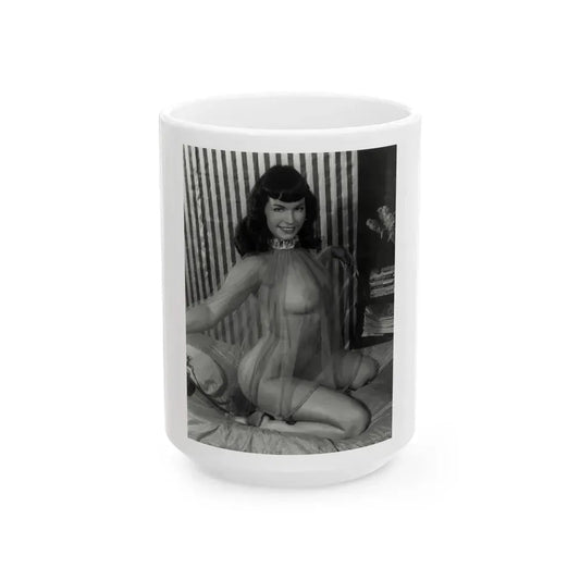 Bettie Page #925 (Vintage Female Icon) White Coffee Mug 15oz - Go Mug Yourself