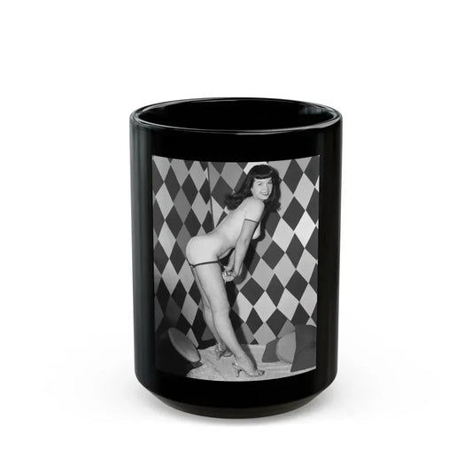 Bettie Page #933 (Vintage Female Icon) Black Coffee Mug 15oz - Go Mug Yourself