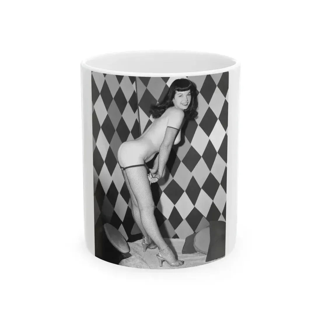 Bettie Page #933 (Vintage Female Icon) White Coffee Mug 11oz - Go Mug Yourself