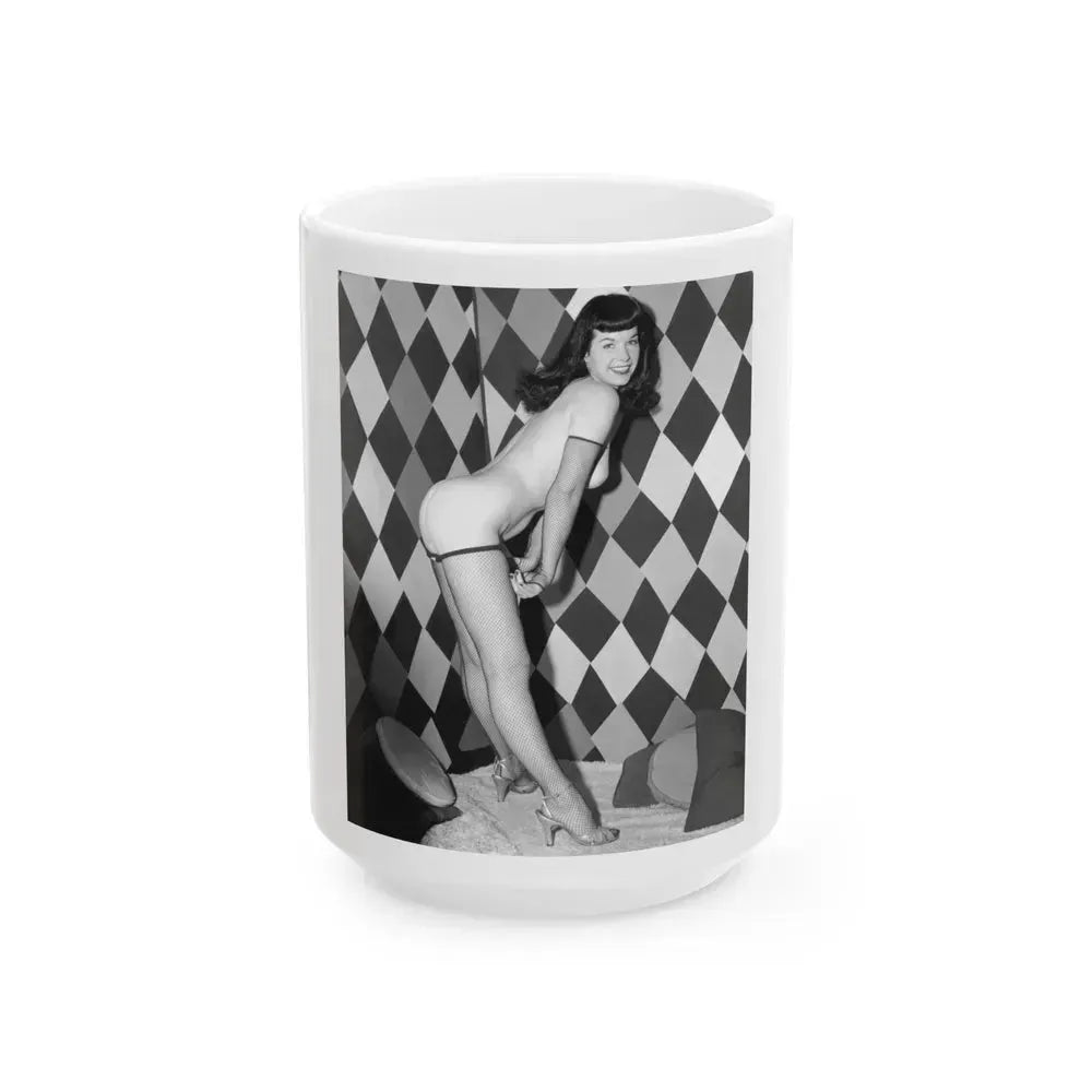 Bettie Page #933 (Vintage Female Icon) White Coffee Mug 15oz - Go Mug Yourself